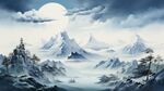 雪山框画 