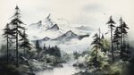 雪山框画