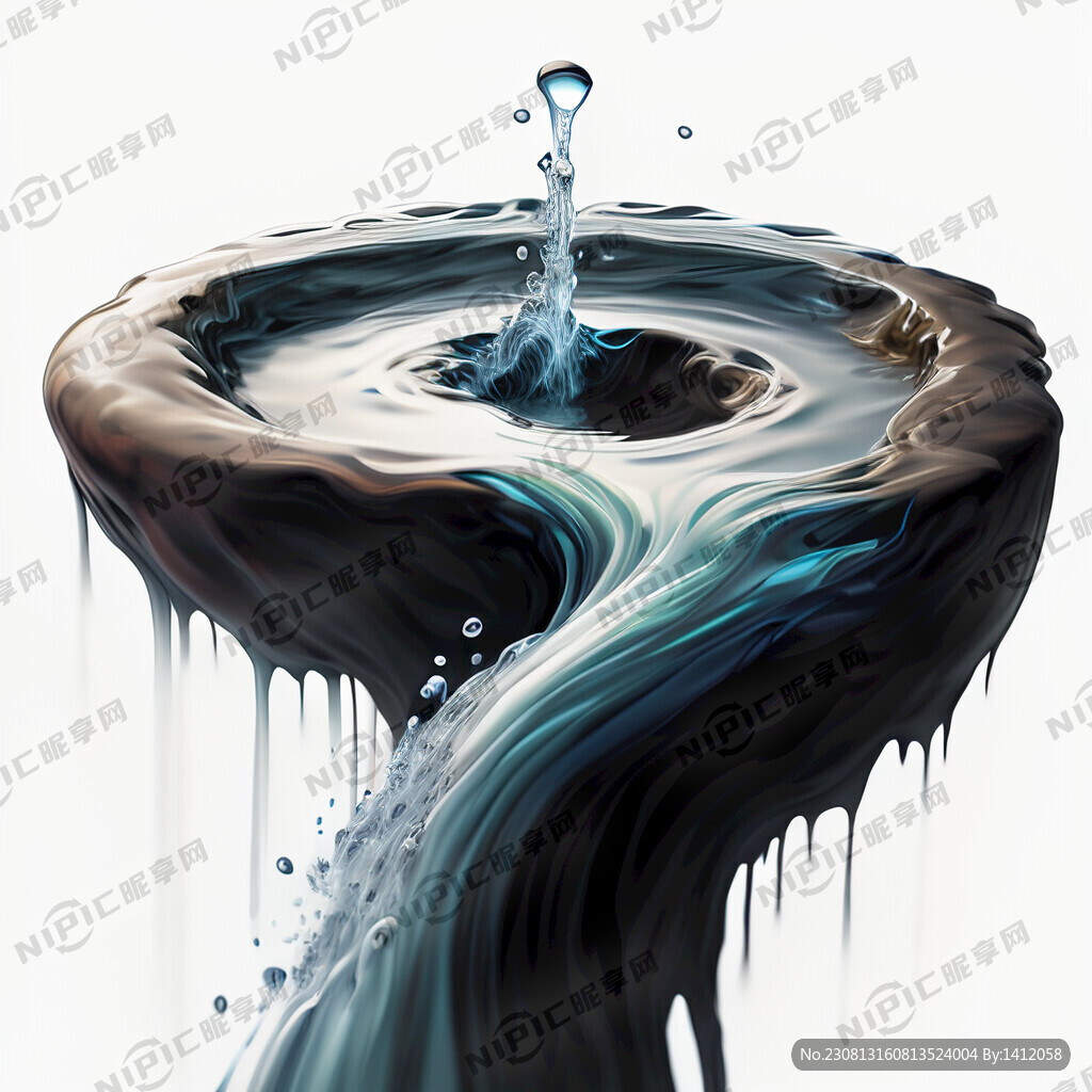白色背景 一条细长的水流