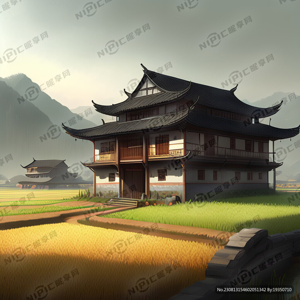 乡村 楼房 建筑 耕田