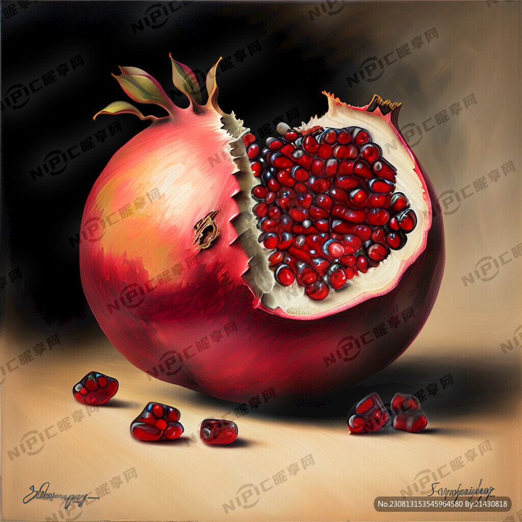 一个开口石榴 一个不开口的石榴