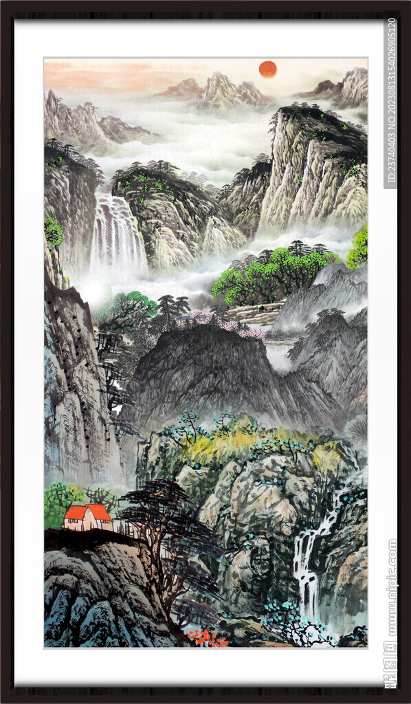 竖版山水画 