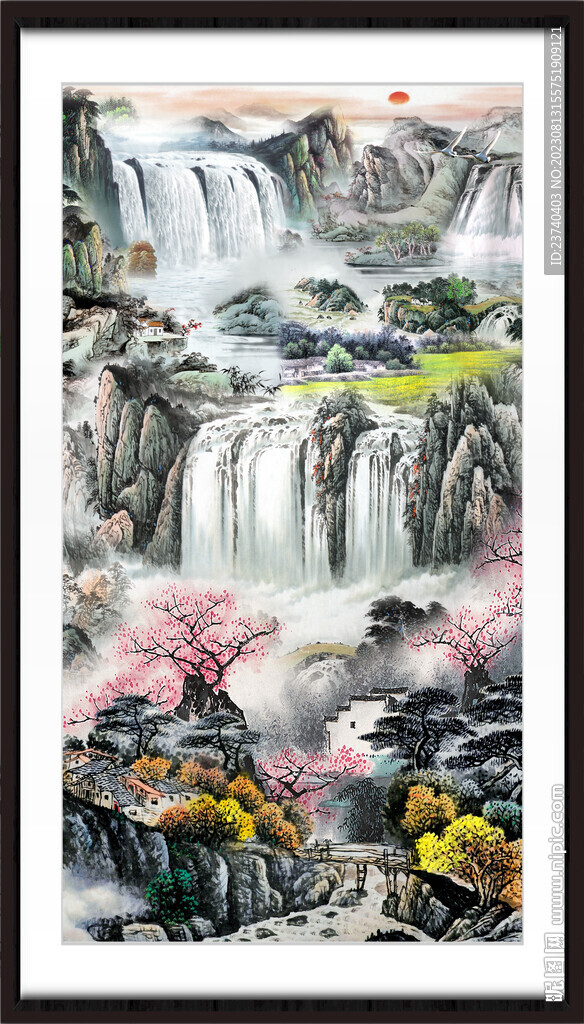 竖版山水画 