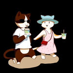 喝奶茶的猫
