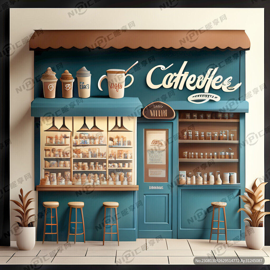 咖啡店奶茶店墙贴图片