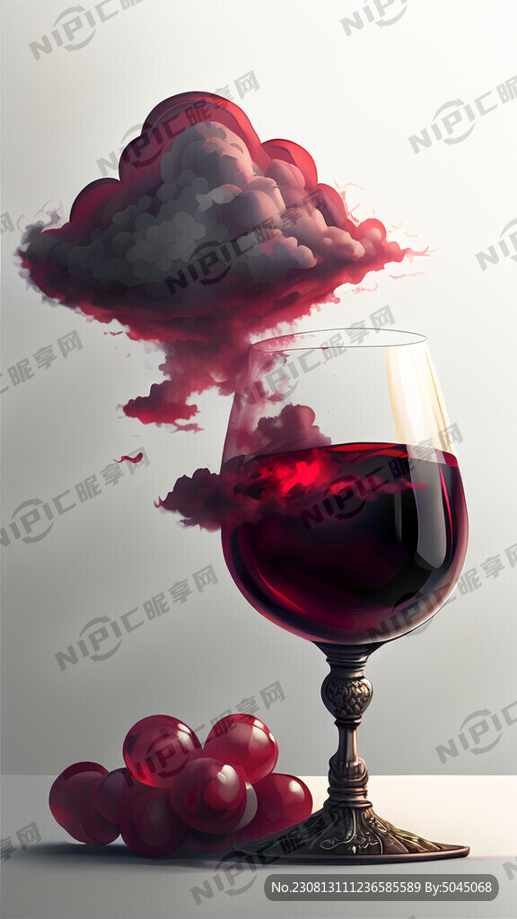 白色背景 红酒 葡萄 祥云