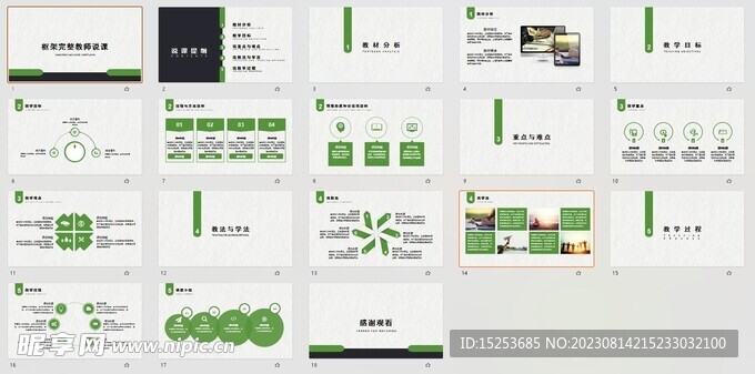 绿色简约风教师说课教学PPT