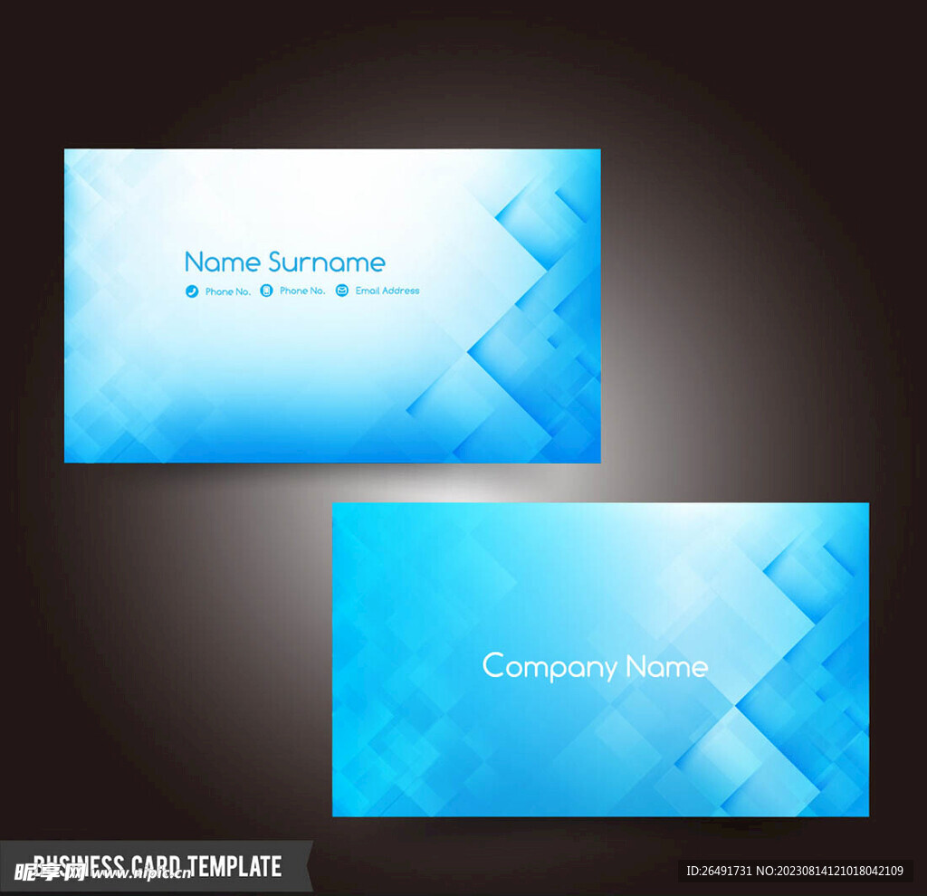 蓝色方块科技感商务企业名片模板