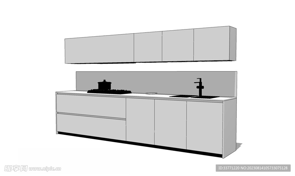 白色简约橱柜模型