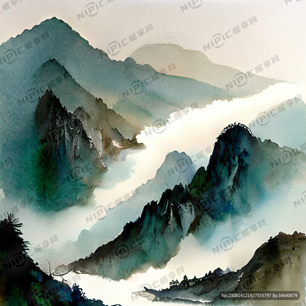 有山峰起伏河流绕山流水山水绿色