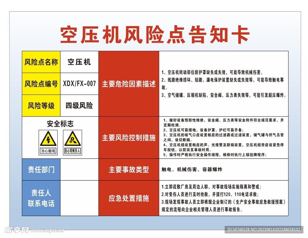 空压机风险点告知卡
