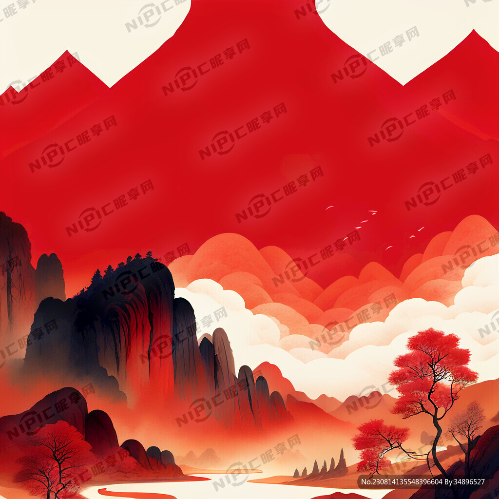红色背景 招生海报