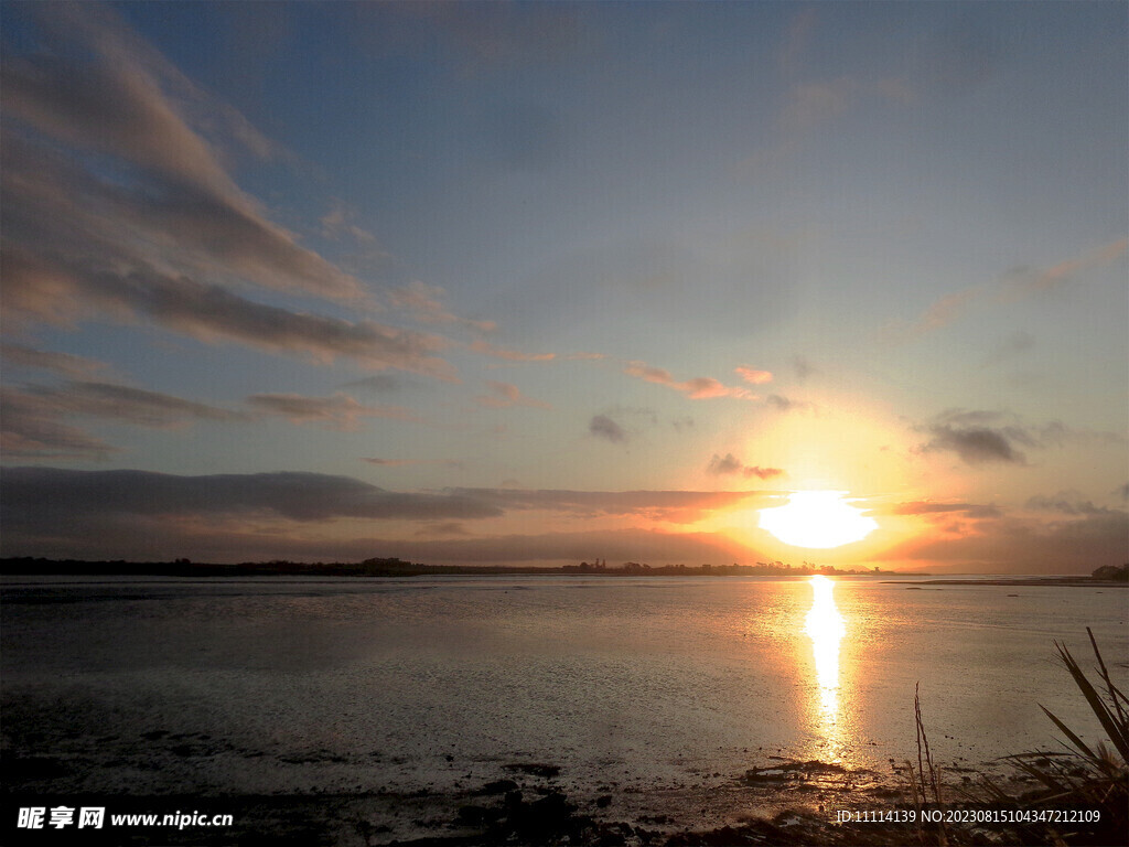 奥克兰海滨夕阳风景