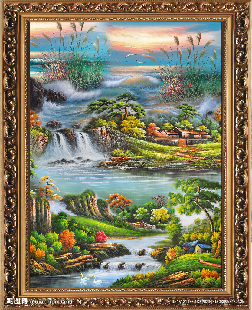 山水油画 