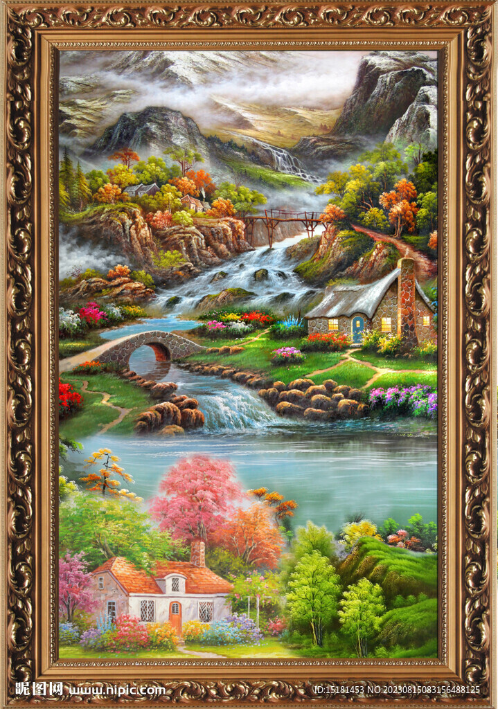 山水油画 