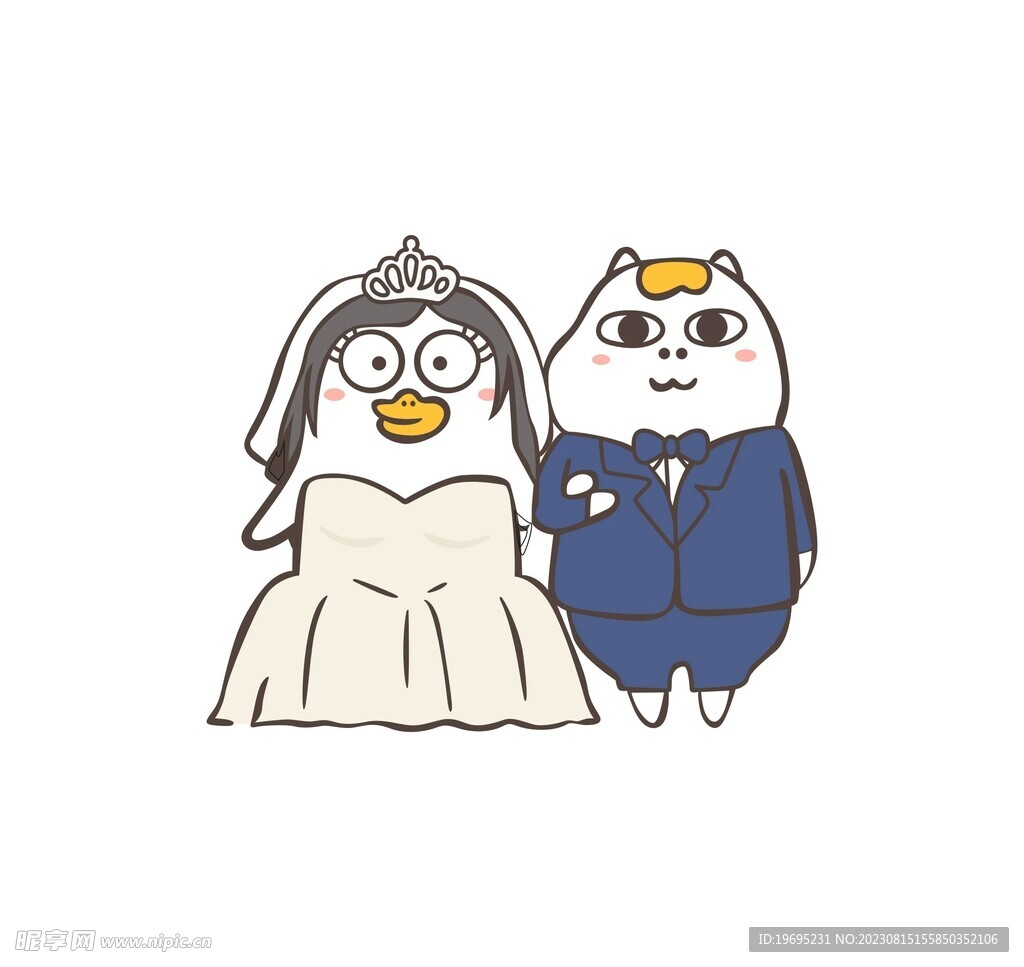 结婚的小熊插图(结婚、小熊、卡通、花束、捧花)儿童插图_北极熊素材库