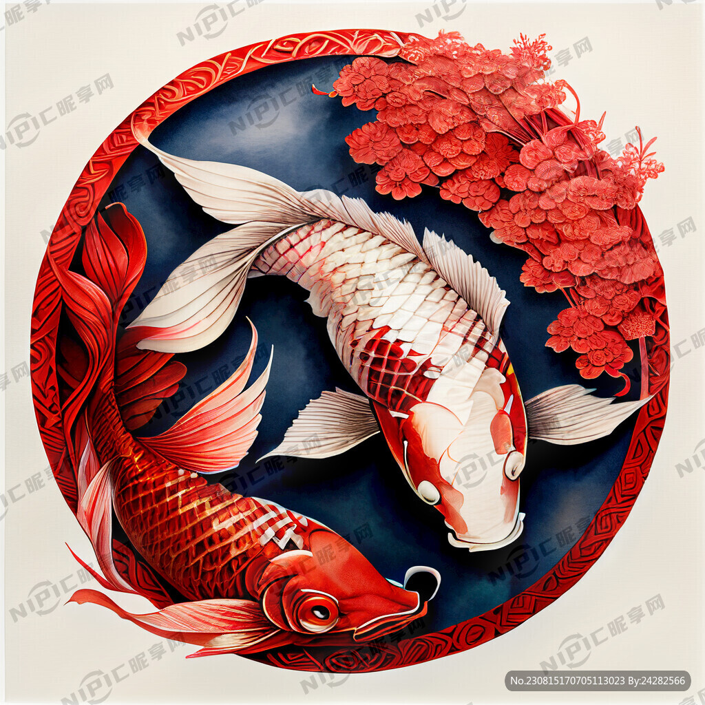 一条飘逸的鲤鱼 顶视图 高清