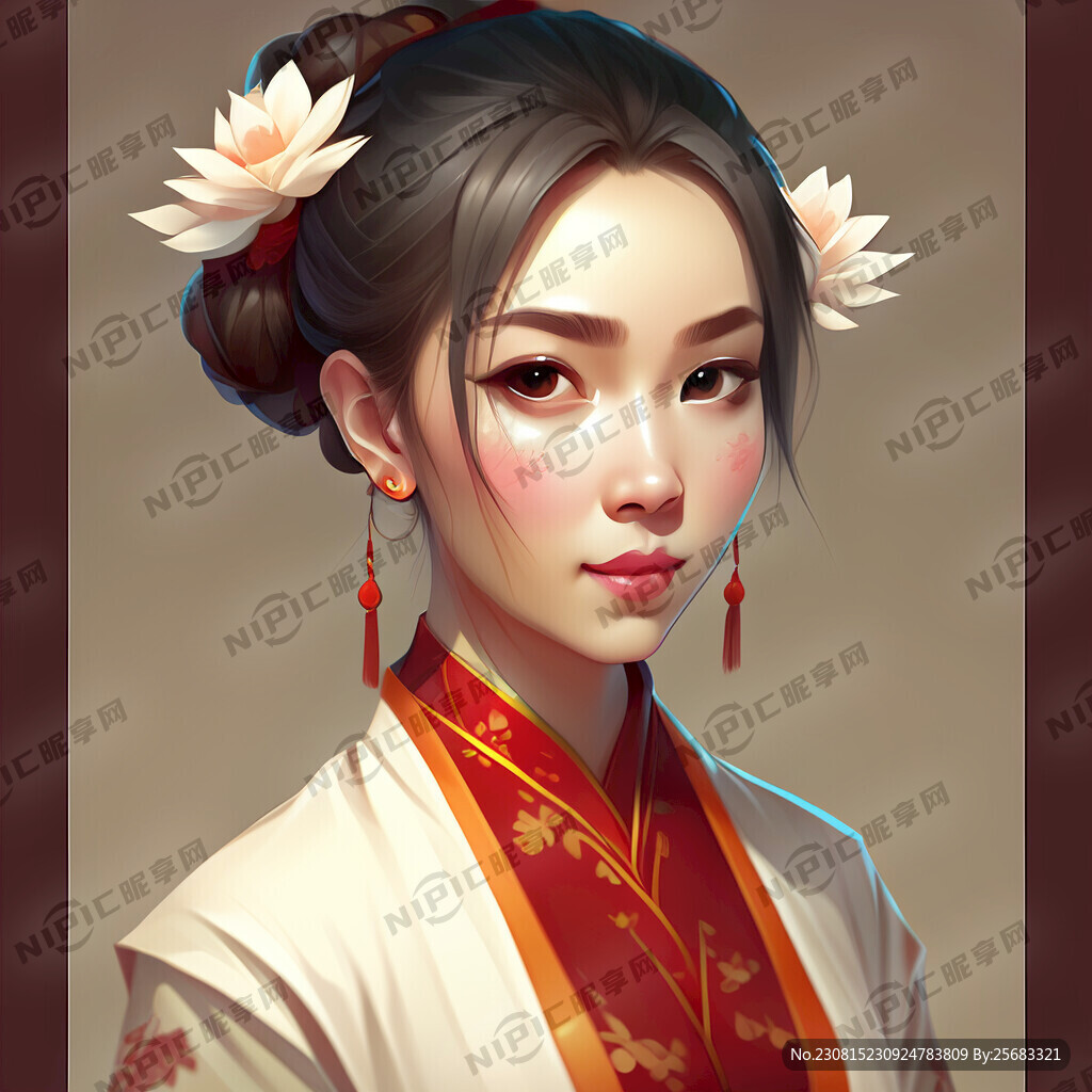 漫画女性 可爱 中式