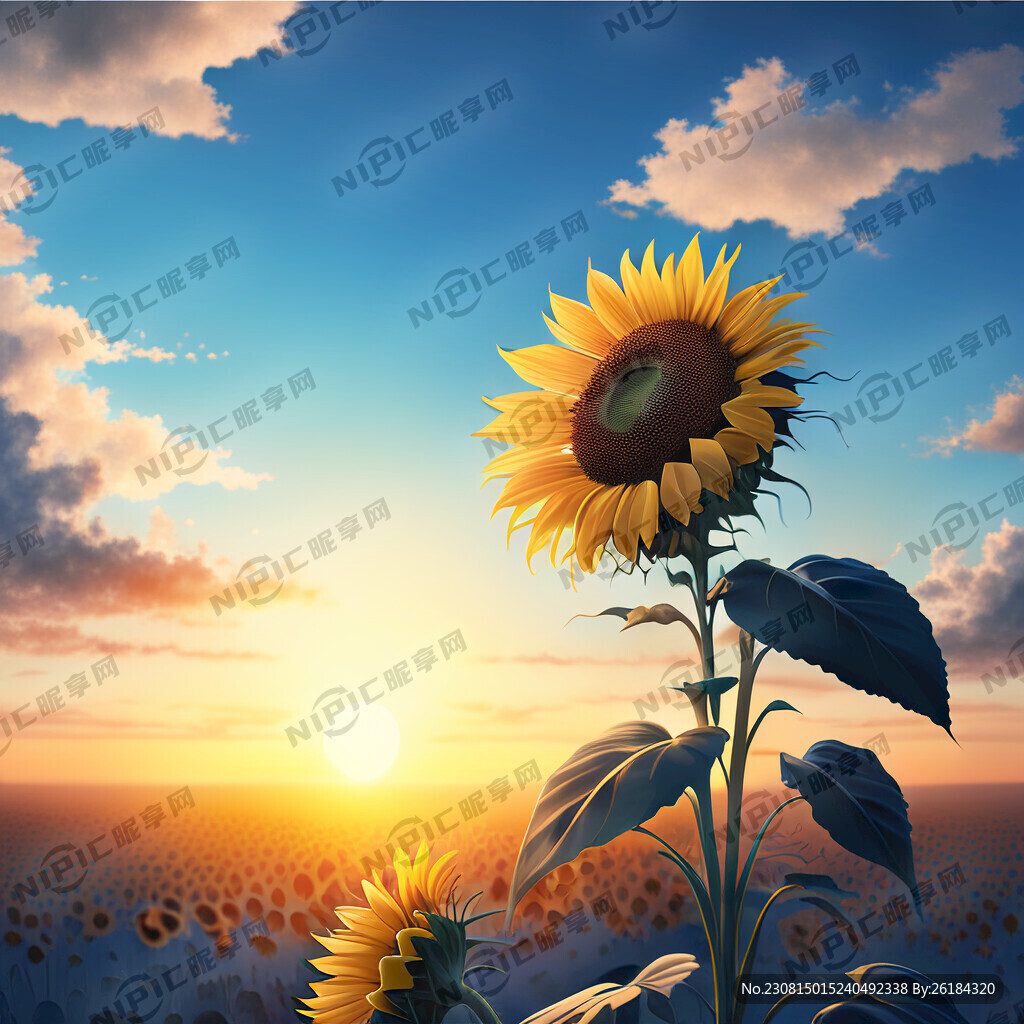 向日葵太阳蓝天不要白云色彩明快
