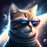在太空中戴墨镜的猫
