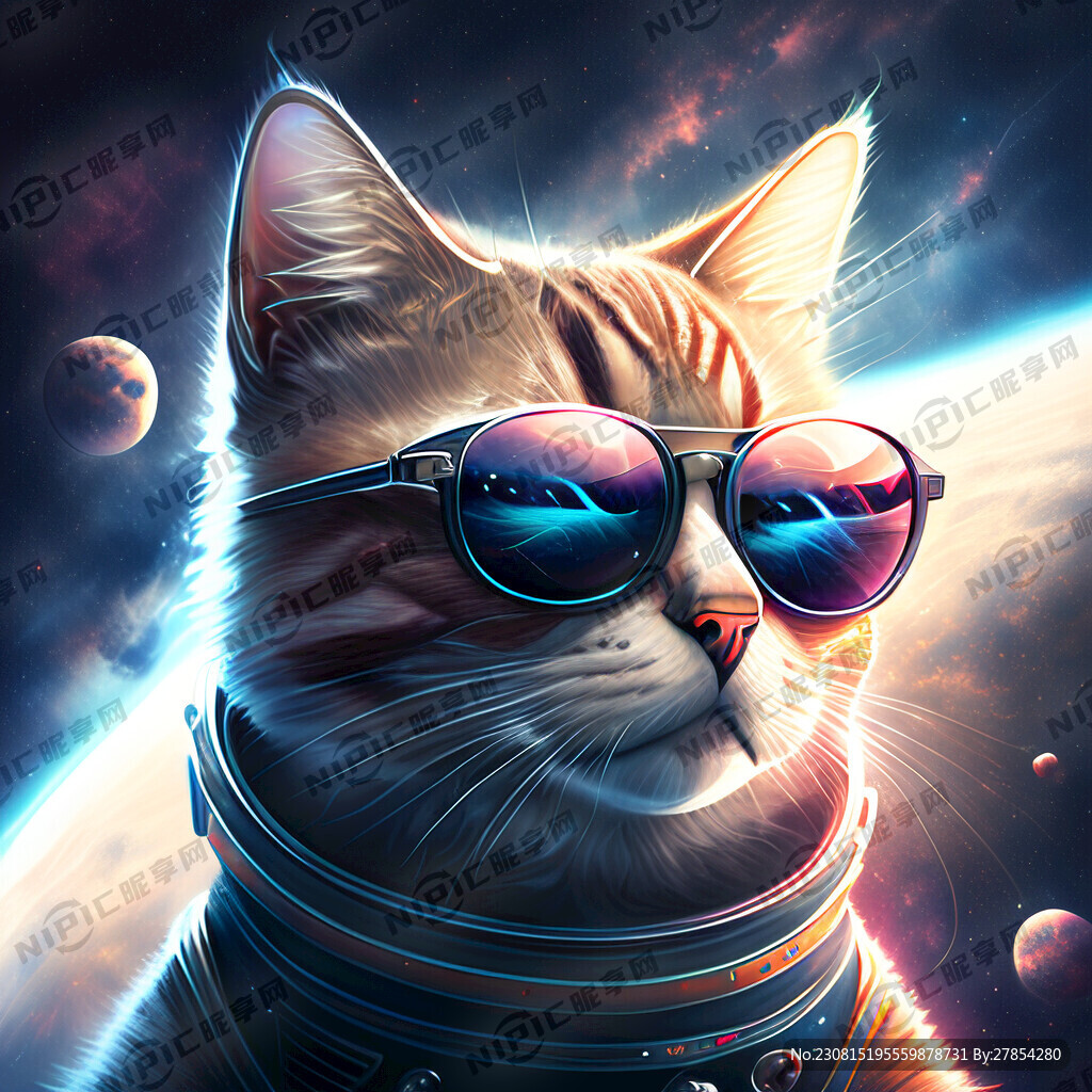 在太空中戴墨镜的猫