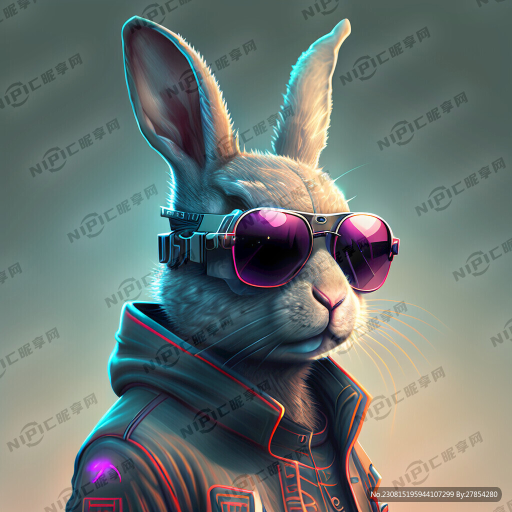 戴墨镜的科幻兔子