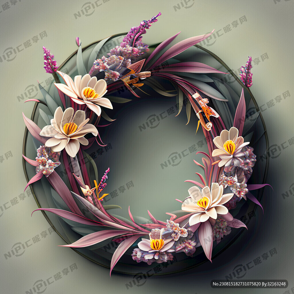 梅兰竹菊寿组成的循环花型