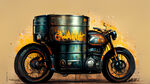 工业风设计有油桶有摩托车有涂鸦