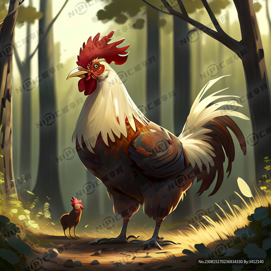 公鸡 狗 田园风 树林