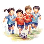 踢足球插画 