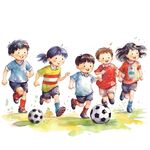 踢足球插画 