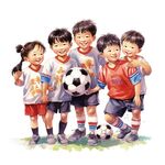 踢足球插画 