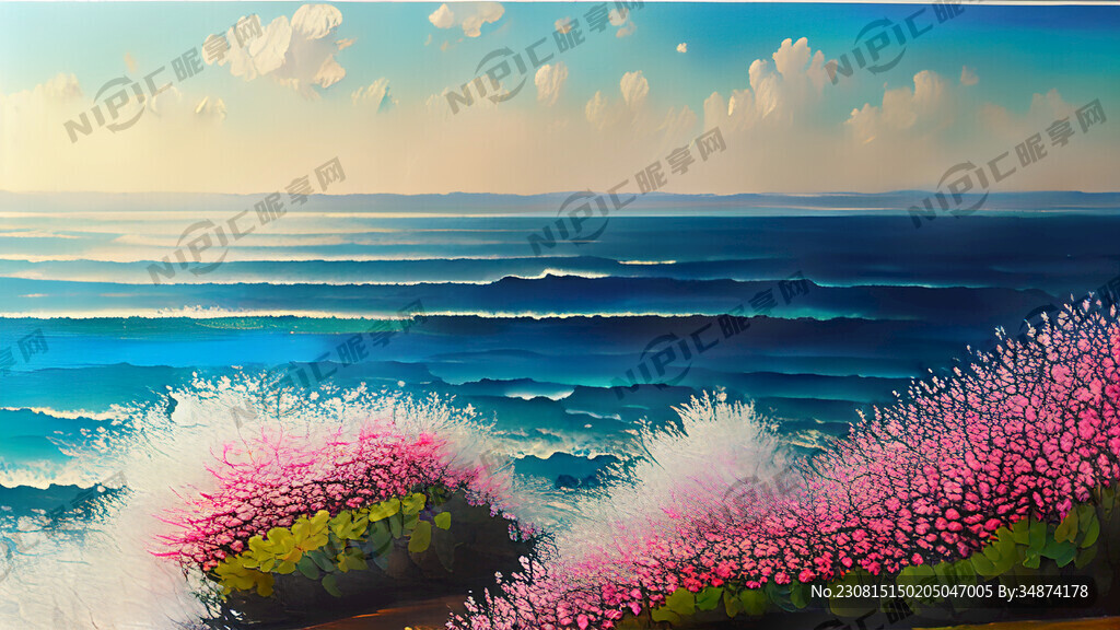 面朝大海 春暖花开 丙烯刮刀画