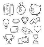 金融 银行元素 手绘涂鸦