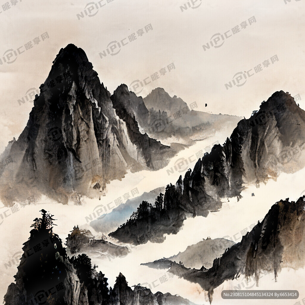 山谷 中国风 中国画 山水