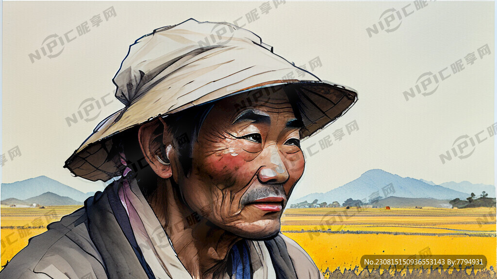 一个农民伯伯在地里干农活