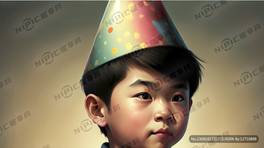 带着生日帽子的男生