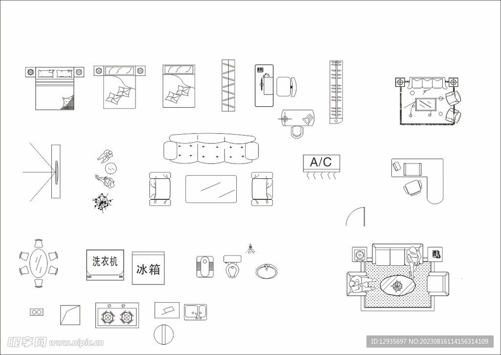 仿CAD各式家具模型