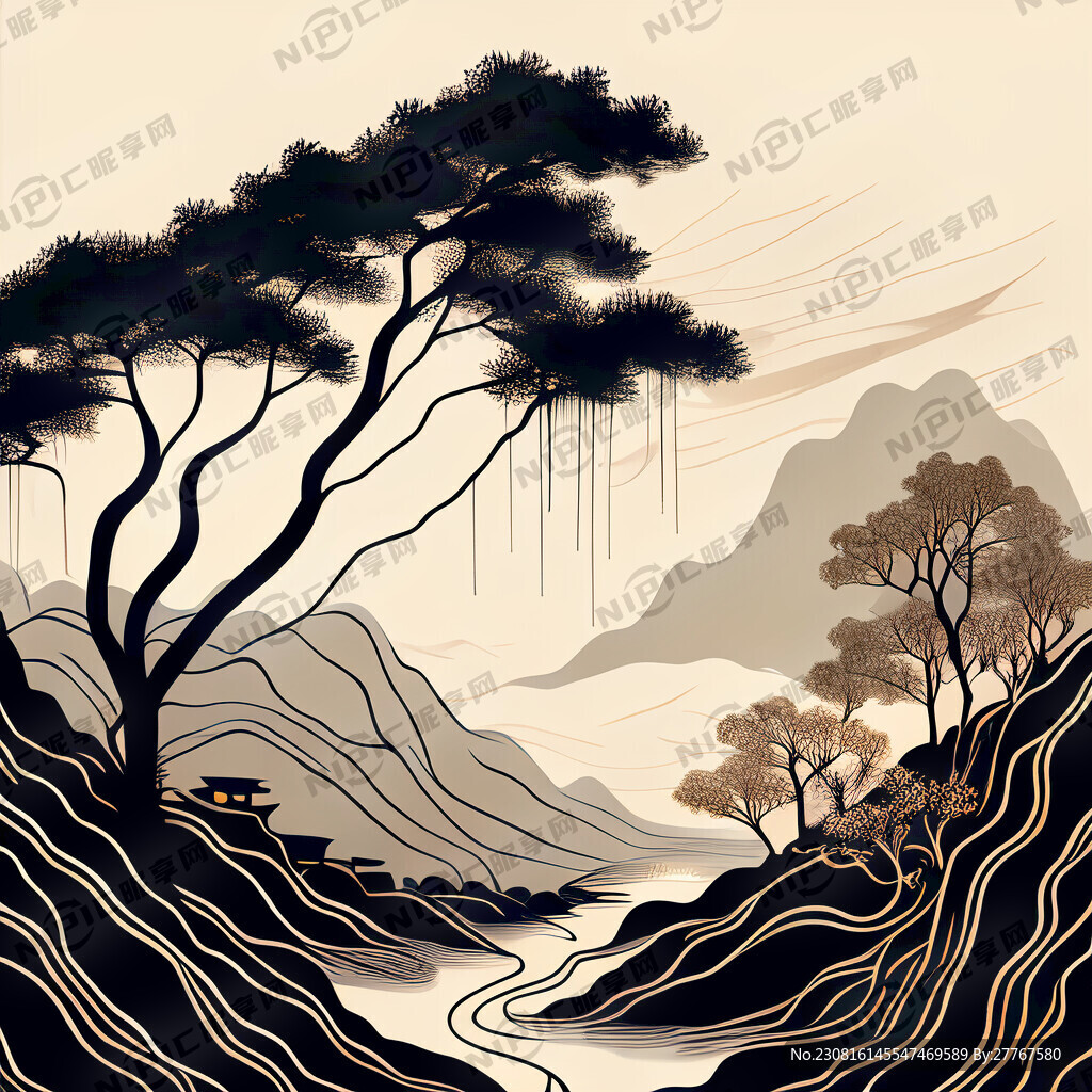 拉丝乱纹细长均匀线条矢量图