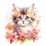 小猫水彩画 