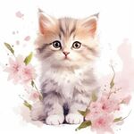 小猫水彩画 
