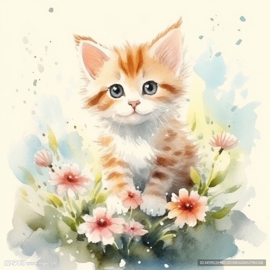 可爱的小猫. 水彩画 库存照片. 图片 包括有 逗人喜爱, 图画, 宠物, 墙纸, 绘画, 小猫, 蓬松 - 268819450