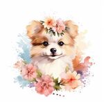 小狗水彩画 