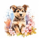 小狗水彩画 