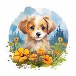 小狗水彩画 