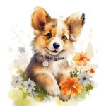 小狗水彩画 