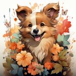 小狗水彩画 