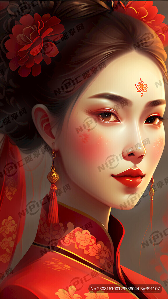 七夕暖色红色浪漫人物脸