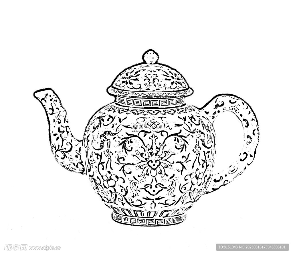 茶壶线描