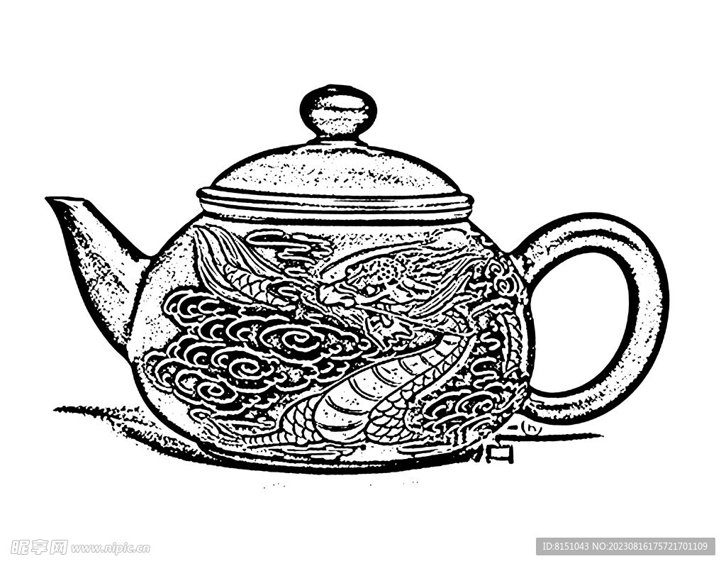 茶壶线描